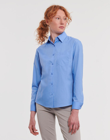 Russell Europe Ladies` LS Poplin Shirt, White, XS (34) bedrucken, Art.-Nr. 795000002