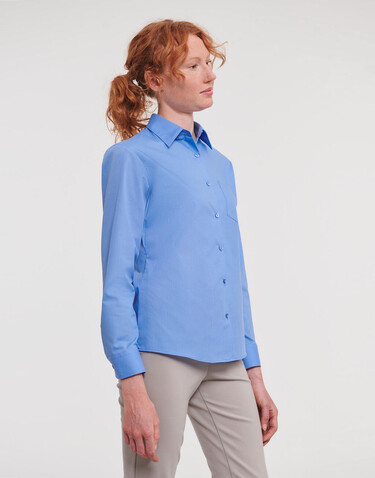 Russell Europe Ladies` LS Poplin Shirt, White, XS (34) bedrucken, Art.-Nr. 795000002