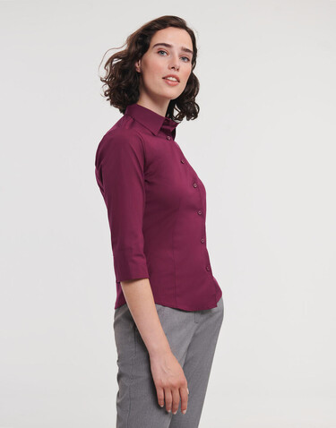 Russell Europe Ladies` 3/4 Sleeve Easy Care Fitted Shirt, White, XS bedrucken, Art.-Nr. 796000002