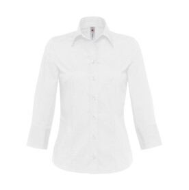 B &amp;amp; C Milano/women Popelin Shirt 3/4 sleeves, White, XS bedrucken, Art.-Nr. 796420002