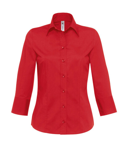 B &amp; C Milano/women Popelin Shirt 3/4 sleeves, White, XS bedrucken, Art.-Nr. 796420002