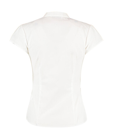 Kustom Kit Women`s Tailored Fit Mandarin Collar Blouse SSL, White, XS (8) bedrucken, Art.-Nr. 797110001