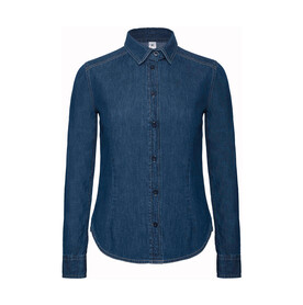 B &amp;amp; C DNM Vision/women Denim Shirt LS, Deep Blue Denim, XS bedrucken, Art.-Nr. 797422292