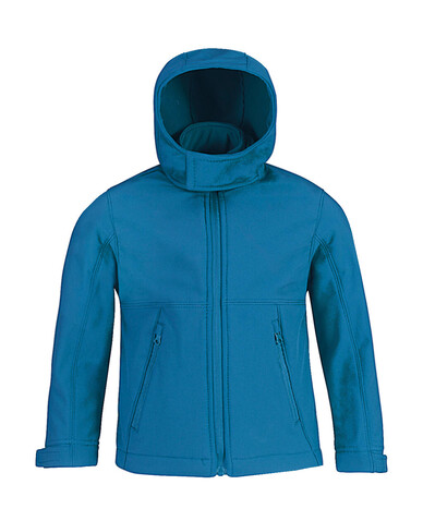 B &amp; C Hooded Softshell/kids, Black, 5/6 (110/116) bedrucken, Art.-Nr. 810421010