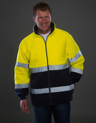 Yoko Fluo 2-Tone Fleece Jacket, Fluo Yellow/Navy, S bedrucken, Art.-Nr. 819776523