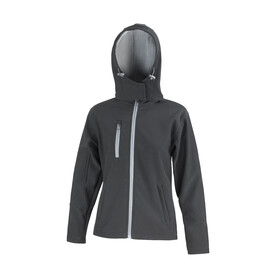 Result Ladies TX Performance Hooded Softshell Jacket, Black/Grey, XS (8) bedrucken, Art.-Nr. 826331512