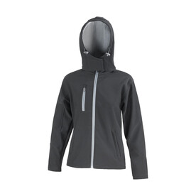 Result Ladies TX Performance Hooded Softshell Jacket, Black/Grey, XS (8) bedrucken, Art.-Nr. 826331512 Result Ladies TX Performance Hooded Softshell Jacket, Black/Grey, XS (8) bedrucken, Art.-Nr. 826331512