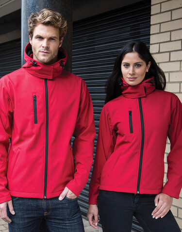 Result Ladies TX Performance Hooded Softshell Jacket, Black/Grey, XS (8) bedrucken, Art.-Nr. 826331512