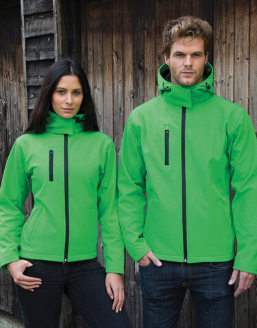 Result Ladies TX Performance Hooded Softshell Jacket, Black/Grey, XS (8) bedrucken, Art.-Nr. 826331512