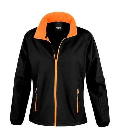 Result Ladies` Printable Softshell Jacket, Black/Orange, 2XL (18) bedrucken, Art.-Nr. 848331787