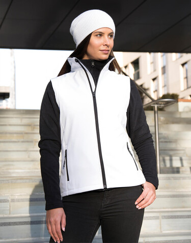 Result Women`s Printable Softshell Bodywarmer, White/Black, XS (8) bedrucken, Art.-Nr. 849330562