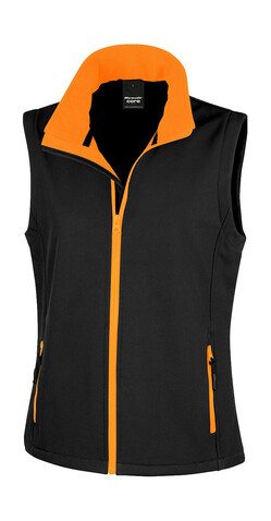 Result Women`s Printable Softshell Bodywarmer, Black/Orange, XS (8) bedrucken, Art.-Nr. 849331782
