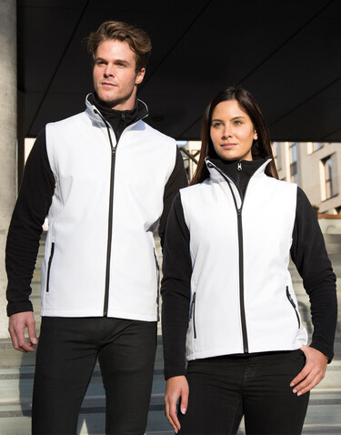 Result Women`s Printable Softshell Bodywarmer, White/Black, XS (8) bedrucken, Art.-Nr. 849330562
