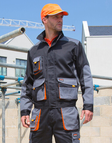 Result LITE Jacket, Black/Grey/Orange, 4XL bedrucken, Art.-Nr. 867331978