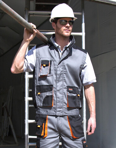 Result LITE Gilet, Black/Grey/Orange, M bedrucken, Art.-Nr. 868331973