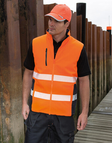 Result Reversible Soft Padded Safety Gilet, Fluo Orange/Navy, S bedrucken, Art.-Nr. 877334763