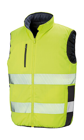 Result Reversible Soft Padded Safety Gilet, Fluo Orange/Navy, S bedrucken, Art.-Nr. 877334763