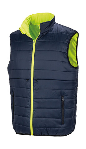 Result Reversible Soft Padded Safety Gilet, Fluo Yellow/Navy, 2XL bedrucken, Art.-Nr. 877336597