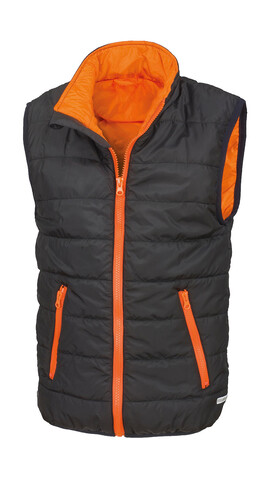 Result Junior/Youth Padded Bodywarmer, Black/Orange, 2XS (2-3) bedrucken, Art.-Nr. 879331781