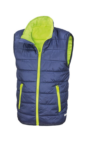 Result Junior/Youth Padded Bodywarmer, Navy/Lime, XS (3-4) bedrucken, Art.-Nr. 879332562