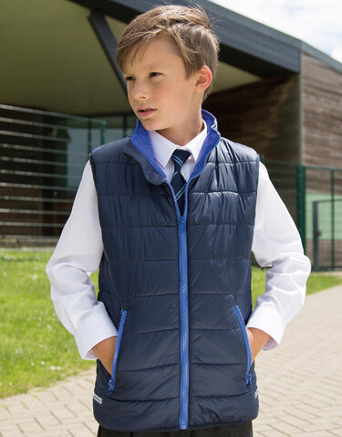 Result Junior/Youth Padded Bodywarmer, Navy/Lime, XS (3-4) bedrucken, Art.-Nr. 879332562