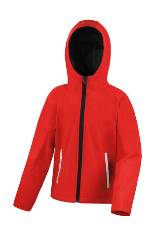 Result Kids TX Performance Hooded Softshell Jacket, Red/Black, M (7-8) bedrucken, Art.-Nr. 880334514