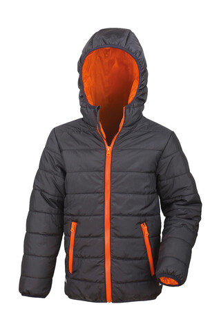 Result Junior/Youth Soft Padded Jacket, Black/Orange, 2XL (13-14) bedrucken, Art.-Nr. 881331787