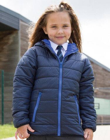 Result Junior/Youth Soft Padded Jacket, Black/Orange, 2XS (2-3) bedrucken, Art.-Nr. 881331781