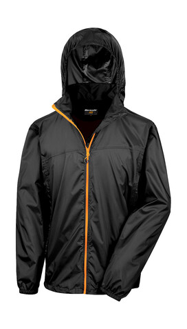 Result HDI Quest Lightweight Stowable Jacket, Black/Orange, XS bedrucken, Art.-Nr. 889331782