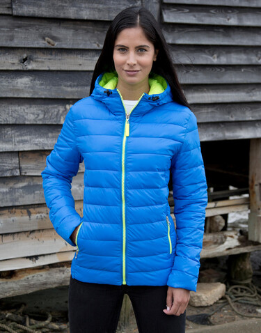 Result Ladies` Snow Bird Hooded Jacket, Black/Lime, S (10) bedrucken, Art.-Nr. 894331713