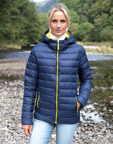 Result Ladies` Snow Bird Hooded Jacket, Ocean Blue/Lime Punch, M (12) bedrucken, Art.-Nr. 894333584