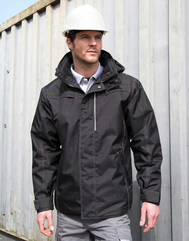 Result Denim Texture Rugged Jacket, Navy, M bedrucken, Art.-Nr. 898332004