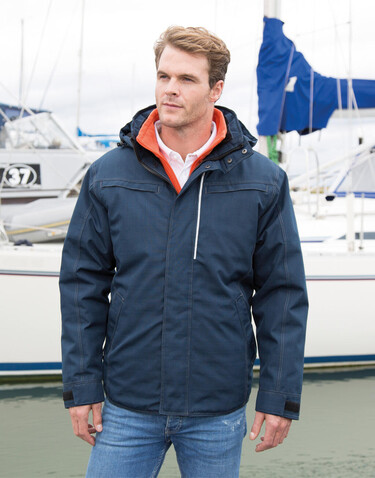 Result Denim Texture Rugged Jacket, Navy, XL bedrucken, Art.-Nr. 898332006