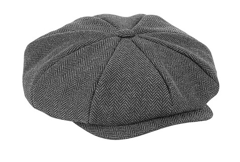 Beechfield Heritage Bakerboy Cap, Charcoal Herringbone, S/M bedrucken, Art.-Nr. 902691251