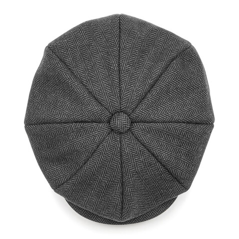 Beechfield Heritage Bakerboy Cap, Charcoal Herringbone, S/M bedrucken, Art.-Nr. 902691251