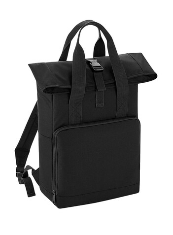 Bag Base Recycled Twin Handle Roll-Top Backpack, Black, One Size bedrucken, Art.-Nr. 903291010
