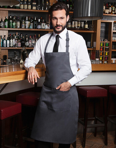 Karlowsky Bib Apron Basic with Pocket, White, One Size bedrucken, Art.-Nr. 913670000