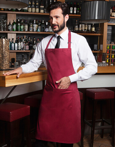 Karlowsky Bib Apron Basic with Pocket, White, One Size bedrucken, Art.-Nr. 913670000