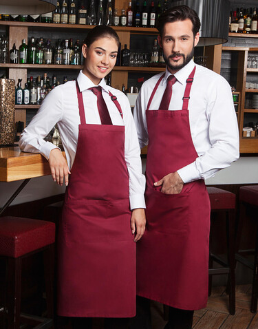 Karlowsky Bib Apron Basic with Pocket, White, One Size bedrucken, Art.-Nr. 913670000