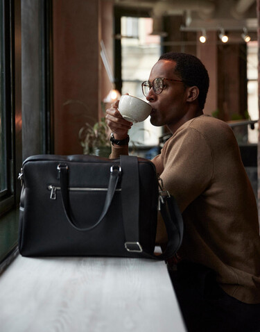 Quadra Tailored Luxe Briefcase, Black, One Size bedrucken, Art.-Nr. 915301010