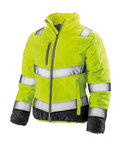 Result Women`s Soft Padded Safety Jacket, Fluo Yellow/Grey, L bedrucken, Art.-Nr. 916336755