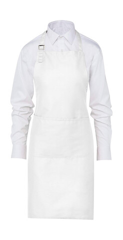 SG ACCESSORIES - BISTRO LISBON 100% Cotton Bib Apron, White, One Size bedrucken, Art.-Nr. 920590020