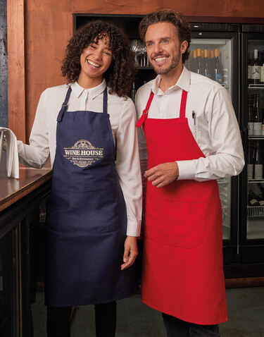 SG ACCESSORIES - BISTRO LISBON 100% Cotton Bib Apron, White, One Size bedrucken, Art.-Nr. 920590020