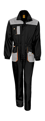 Result LITE Coverall, Black/Grey/Orange, XL bedrucken, Art.-Nr. 921331975