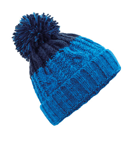 Beechfield Apres Beanie, Azure Blue/Oxford Navy, One Size bedrucken, Art.-Nr. 921693690