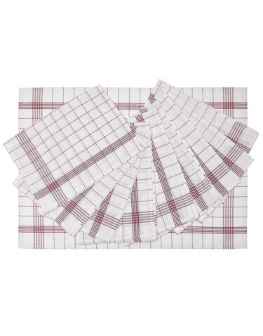 SG ACCESSORIES - BISTRO Dishcloth MILAN (10-Pack), White/Red, One Size bedrucken, Art.-Nr. 922590540