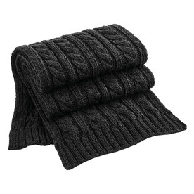 Beechfield Cable Knit Melange Scarf, Black, One Size bedrucken, Art.-Nr. 925691010