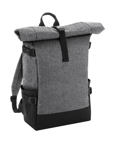 Bag Base Block Roll-Top Backpack, Grey Marl/Black, One Size bedrucken, Art.-Nr. 926291550