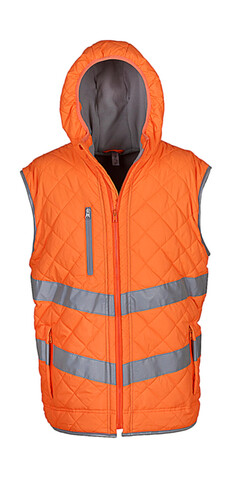 Yoko Fluo Kensington Hooded Gilet, Fluo Orange, S bedrucken, Art.-Nr. 927774053