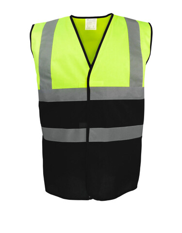 Yoko Hi-Vis Two-Tone Waistcoat, Fluo Yellow/Black, XL bedrucken, Art.-Nr. 931776506